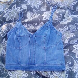 Express Light Blue Denim Top